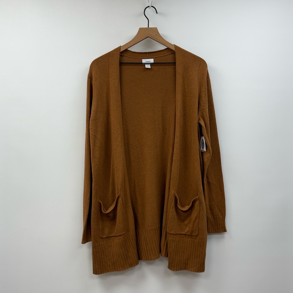NWT Old Navy Open Front Tunic Cardigan Knit Sweater Minimalist Brown Large - Picture 2 of 8